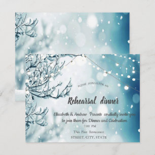 Invitation Winter Wonderland, String Lights Dîner de répétiti