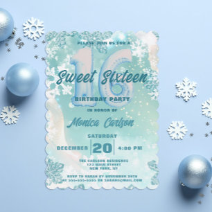 Invitation Winter Wonderland Sweet sixteen Anniversaire