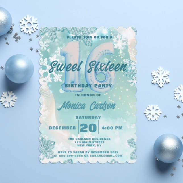 Invitation Winter Wonderland Sweet sixteen Anniversaire (Créateur téléchargé)