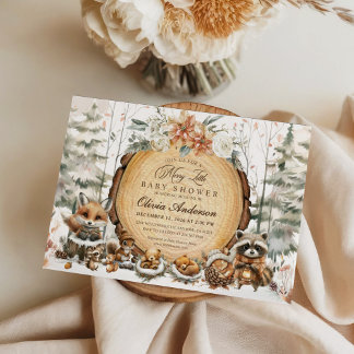 Invitation Winter Wonderland Watercolor Animaux Baby shower