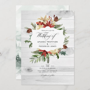 Invitation Winter Woodland Noël Rustique QR Code Mariage