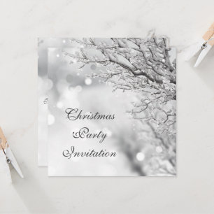 Invitation Wintery Scene & Bokeh Christmas Party