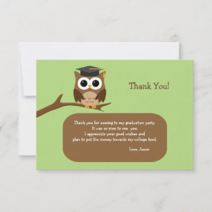Invitation Wise Owl Graduation Merci Note