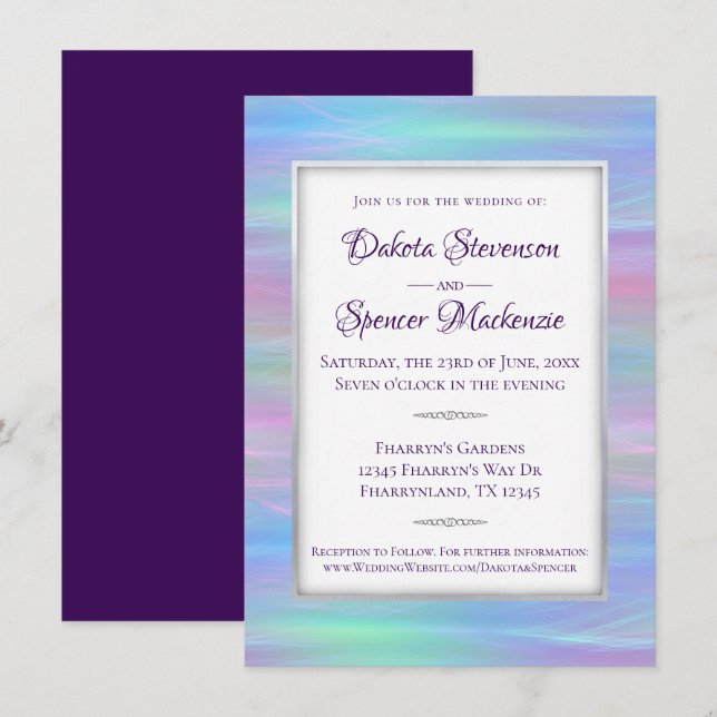 Invitation Wisps Whimsical | Holo Fairy Pastel Rainbow Ombre (Devant / Derrière)