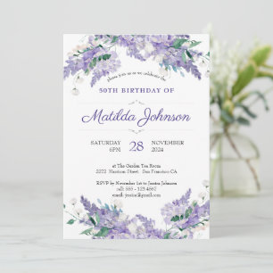 Invitation Wisteria 50e anniversaire Fleur Classy Purple Pers