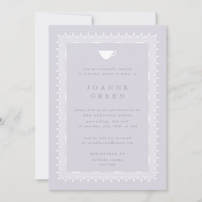 Invitation Wisteria Après-Midi Thé Mariée/Wedding shower (Devant)