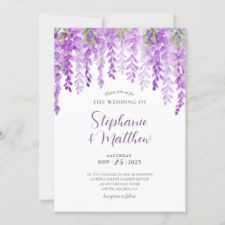 Invitation Wisteria Aquarelle violet Mariage botanique