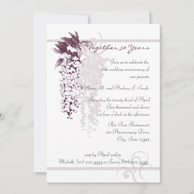 Invitation Wisteria d'anniversaire (Devant)