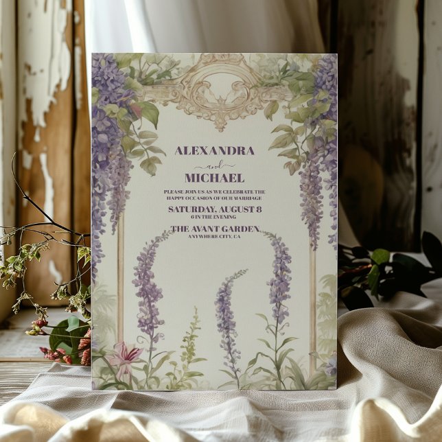 Invitation Wisteria Dusty Purple Mariage d'aquarelle (Créateur téléchargé)