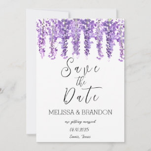 Invitation Wisteria Floral Aquarelle violet Mariage de fleurs