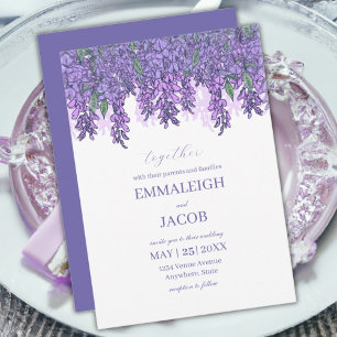 Invitation Wisteria Garden Romantique violet Mariage
