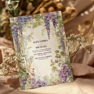 Invitation Wisteria Garden Romantique violet Mariage