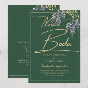 Invitation WISTERIA Gold Texte Vert BODA