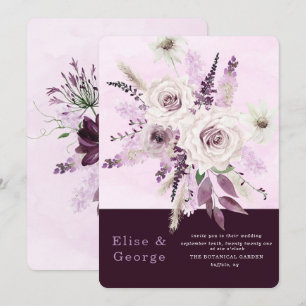 Invitation Wisteria Lavender Roses blanches Mariage unique