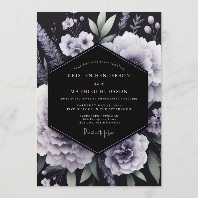 Invitation Wisteria Somber Flora Wedding (Devant)