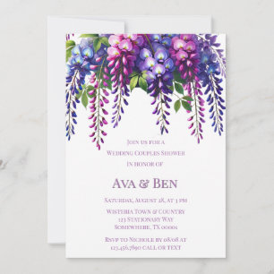 Invitation Wisteria violet et rose Mariage Couples Douche