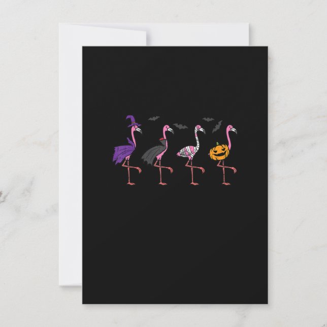 Invitation Witch Vampire Citrouille Flamant rose Oiseau Hallo (Devant)