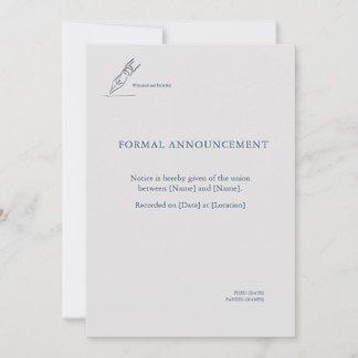 Invitation Witness Pen- Minimalist Elopement Announcement 
