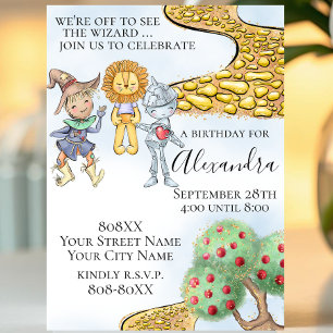 Invitation Wizard of Oz Theme Cute Illustrated Story