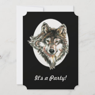 Invitation Wolf Head Animal Anniversaire Personnalisé Invitat