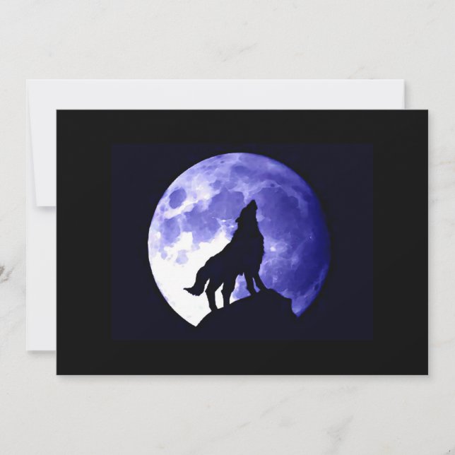 Invitation Wolf Howling à l'invitation de la lune (Devant)