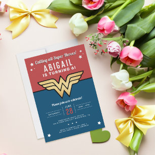 Invitation Wonder Woman Golden Logo Anniversaire
