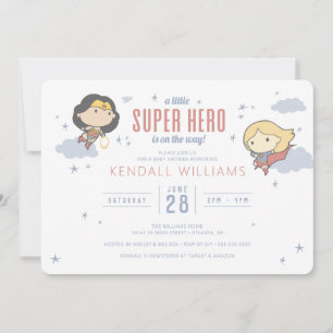 Invitation Wonder Woman & Supergirl Baby shower Super Hero