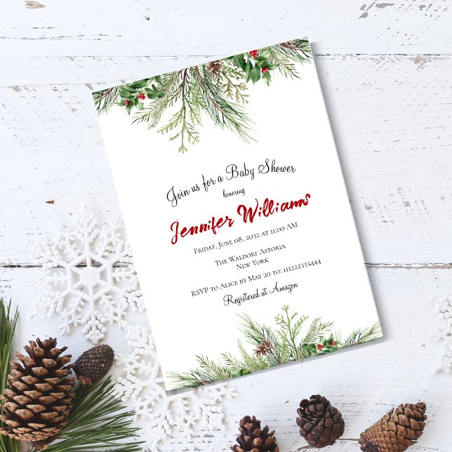 Invitation Wonderland Greenland Wreath Pine Baby shower (Créateur téléchargé)