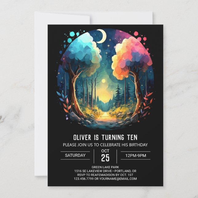 Invitation Wonderland Grove Anniversaire Whimsical (Devant)