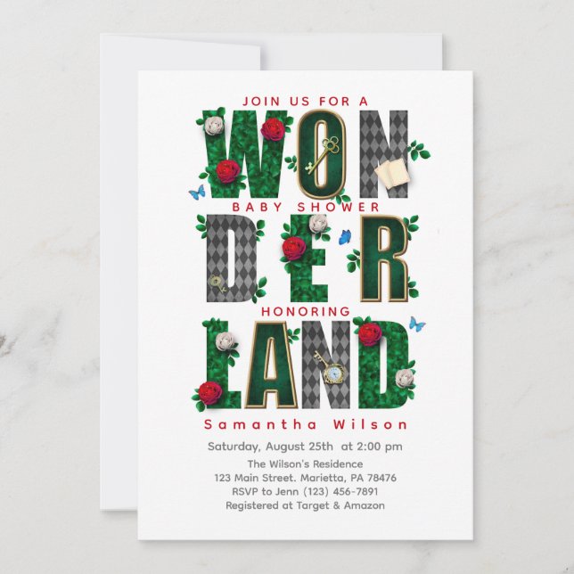 Invitation Wonderland I Tea Party Baby shower (Devant)