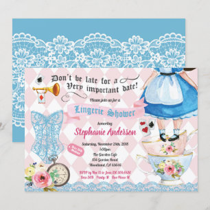 Invitation Wonderland lingerie douche nuptiale bleu rose