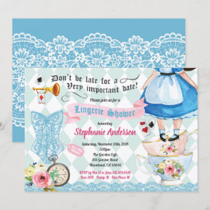 Invitation Wonderland lingerie douche nuptiale turquoise