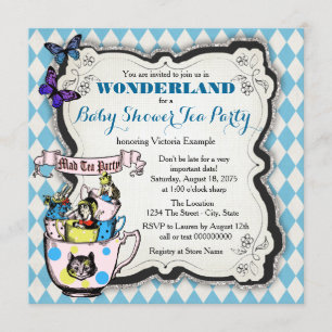 Invitation Wonderland Mad Hatter Tea Party Baby shower
