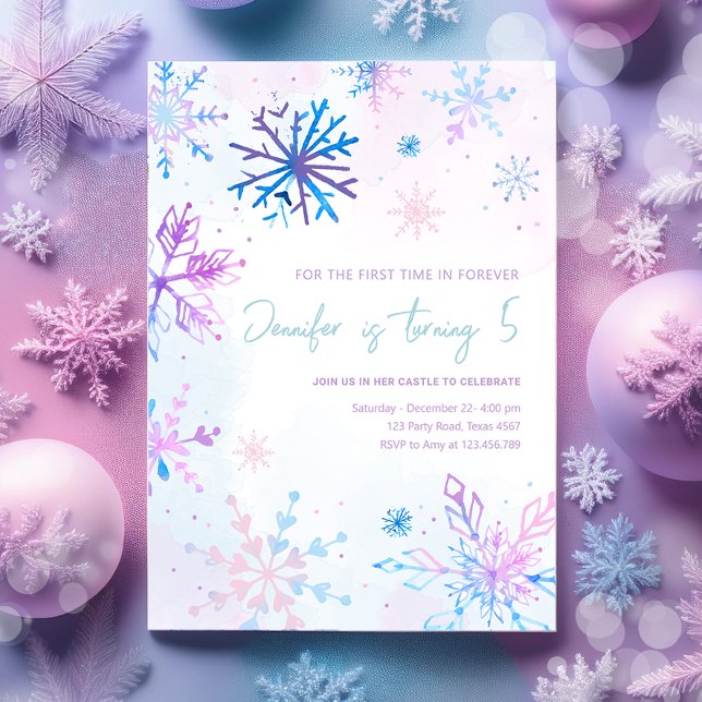 Invitation Wonderland Snowflakes Girl Neige Anniversaire (Créateur téléchargé)