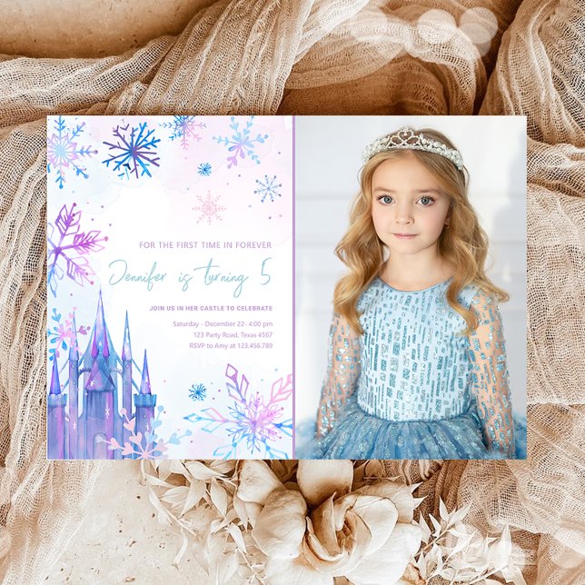 Invitation Wonderland Snowflakes Girl Neige Anniversaire (Créateur téléchargé)