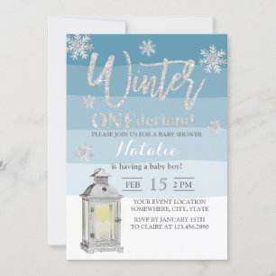 Invitation Wonderland Snowflakes & Lantern Baby shower