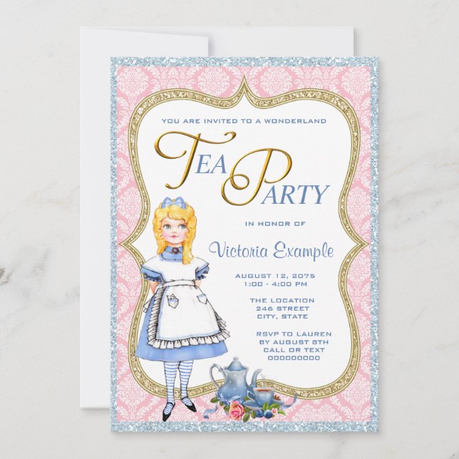 Invitation Wonderland Tea Party (Devant)