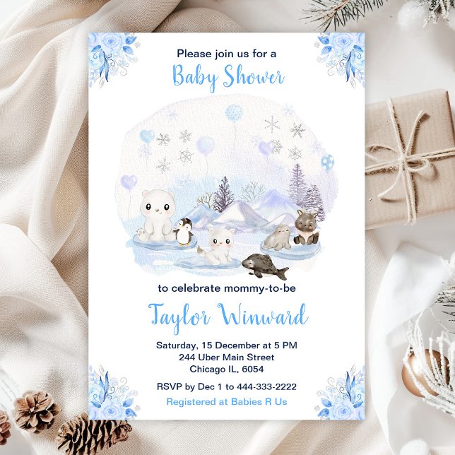 Invitation Wonderland Winter Baby shower des animaux de l'Arc (Créateur téléchargé)