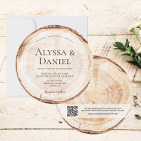 Wood Cut Grain QR Code Détails Russe Mariage