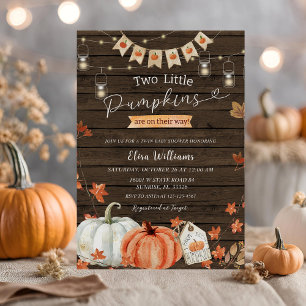 Invitation Wood Deux petits Citrouilles sont en route