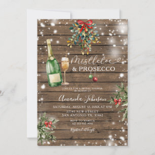 Invitation Wood Mistletoe Prosecco Fête des mariées de Noël