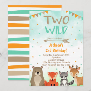 Invitation Woodland 2nd Birthday Invitation, Two Wild Invite