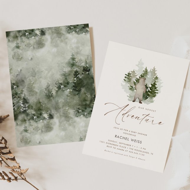 Invitation Woodland Adventure Genre Baby shower neutre (Créateur téléchargé)
