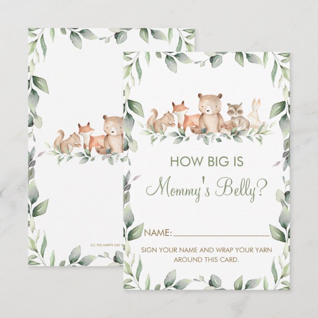 Invitation Woodland Animal How Big is Maman's Belly Game Card (Devant / Derrière)
