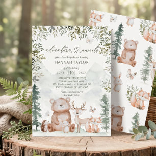 Invitation Woodland Animals Adventure Await Baby shower