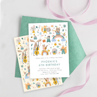 Invitation Woodland Animals Birthday, Forest Animals Party