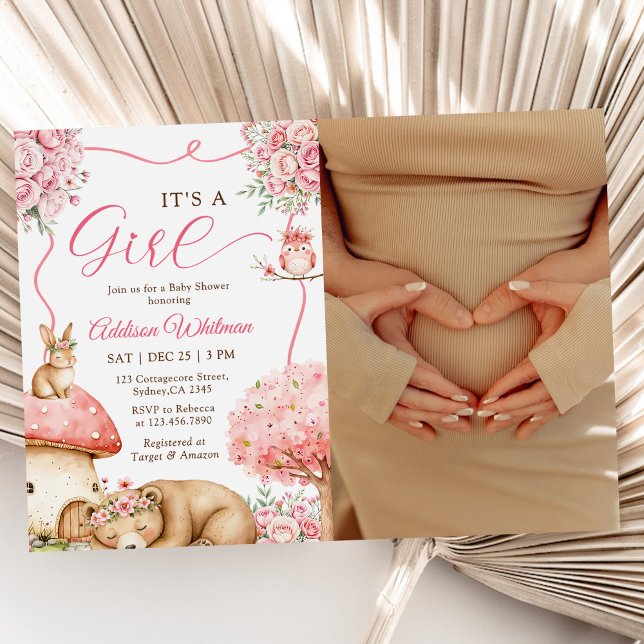 Invitation Woodland Animals Boho Girl Baby Shower Photo (Créateur téléchargé)