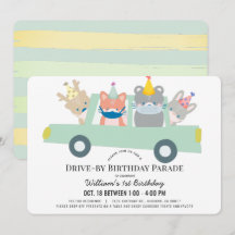 Woodland Animals Green Voiture à l'anniversaire