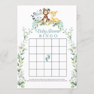 Invitation Woodland Baby shower Jeu de Bingo