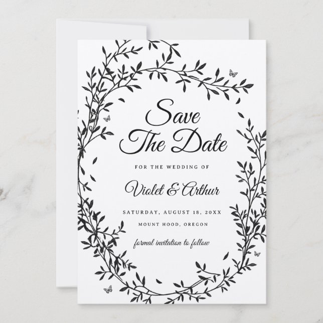 Invitation Woodland Charm Wedding Enregistrer La Date (Devant)